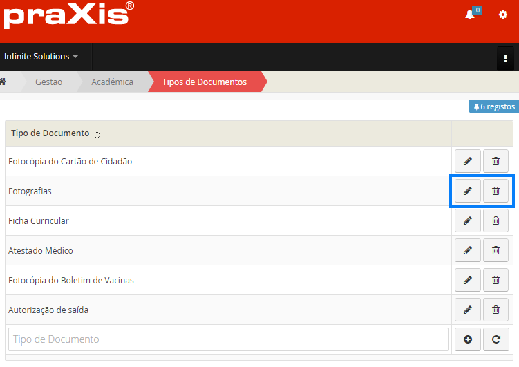 Secção de Gestão de Tipos de Documentos