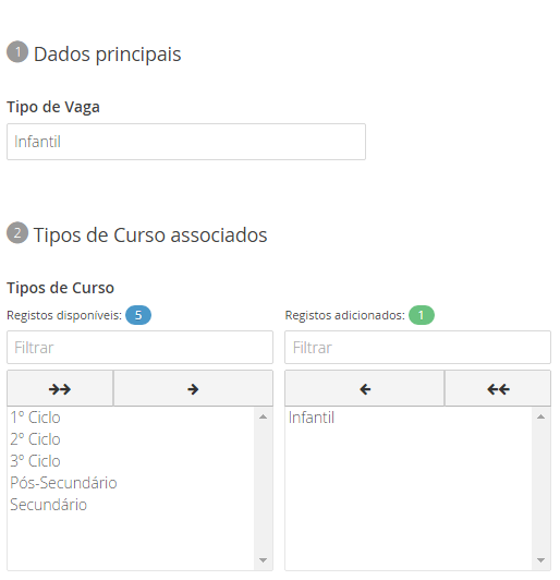Interface de Edição de Gestão de Tipos de Fase I