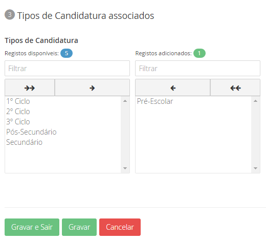 Interface de Edição de Gestão de Tipos de Fase II